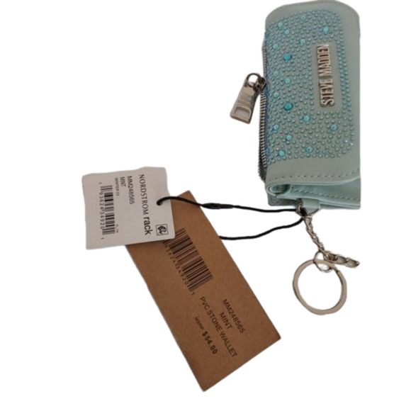 Steve Madden PVC Stone Keychain Wallet-Mint - Picture 2 of 10